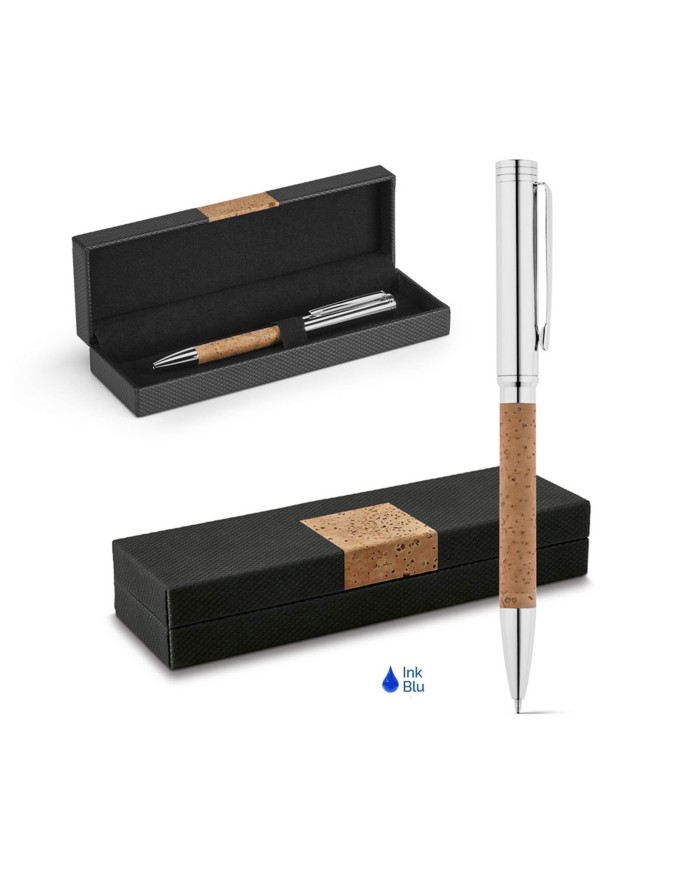 Penna a sfera in metallo e sughero – art. TL917